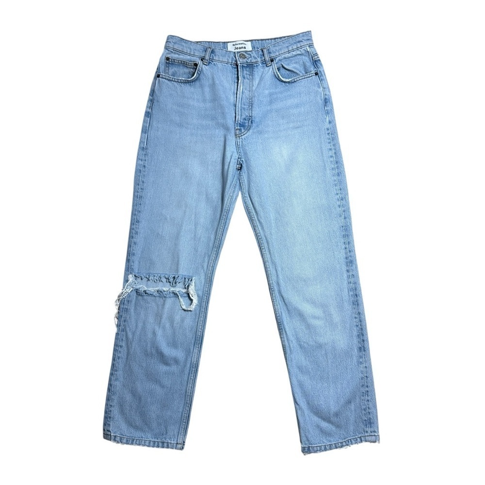 Reformation Tahoe Destroyed Denim Straight Leg Jeans Womens 28